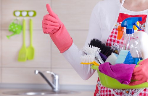 Cleaner maintaining hygiene in a retail premises in Bow